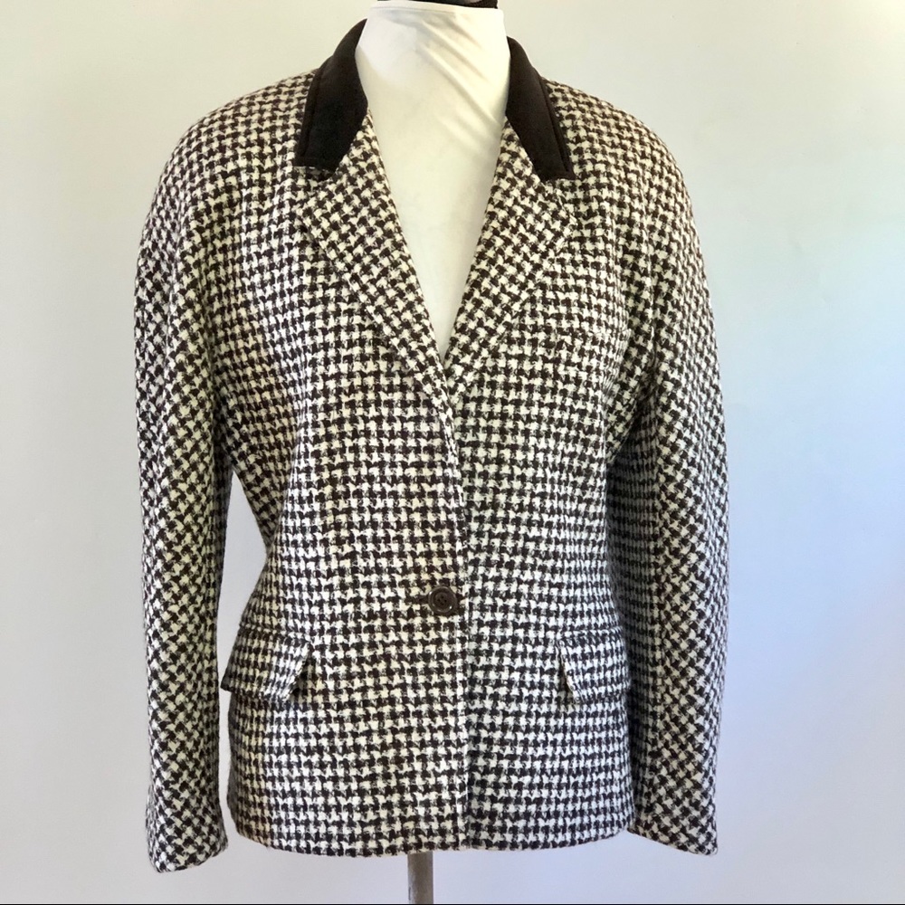 Vintage Max Mara Wool Hounds Tooth Jacket 14